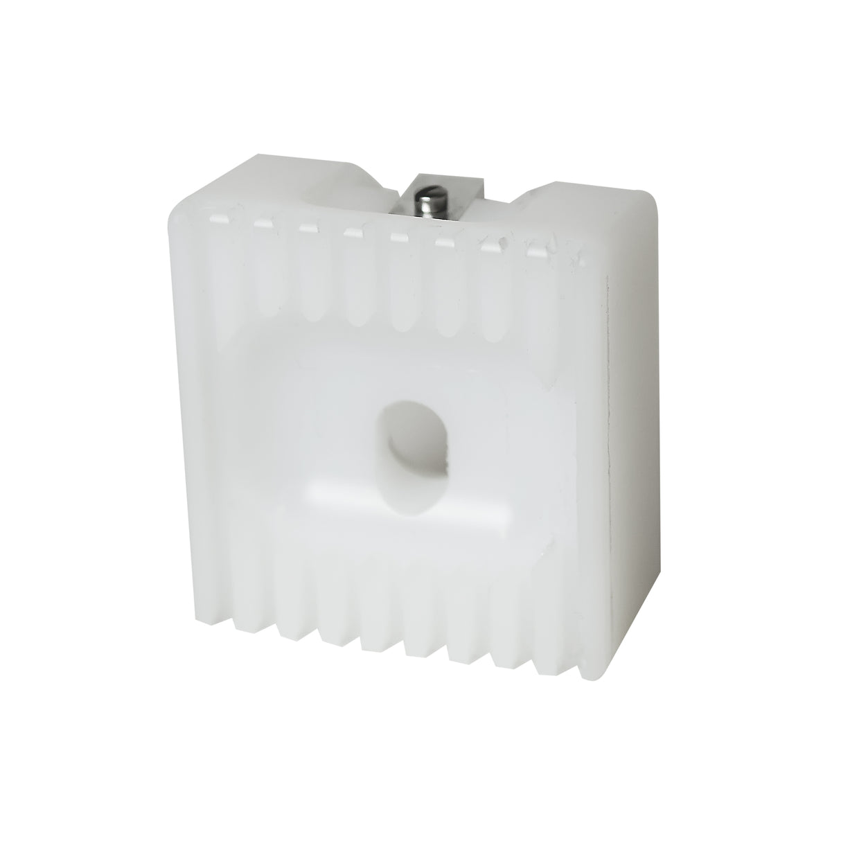 Flat L-Trim Columbia plastic mud head applicator made from white plastic with a quick-release clip