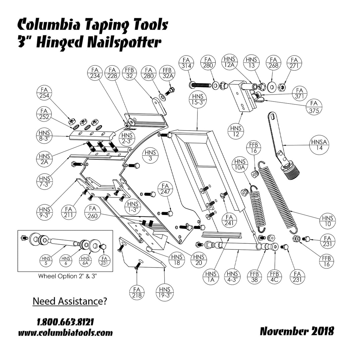 Columbia Hinged Nailspotter Repair Parts