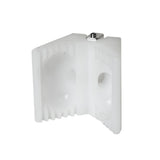 Outside 90-degree Columbia plastic mud head applicator made from white plastic with a quick-release clip
