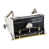 5.5-inch Columbia Flat Finishing Box made from billet aluminum with a black painted finish, steel components, a brass blade holder, and wheels