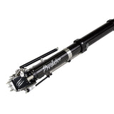 Close-up of Columbia Sawed Off Predator Automatic Taper with black carbon fiber body and steel components