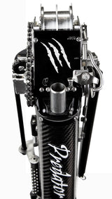 Close-up of Columbia Sawed Off Predator Automatic Taper head with black carbon fiber body and steel components